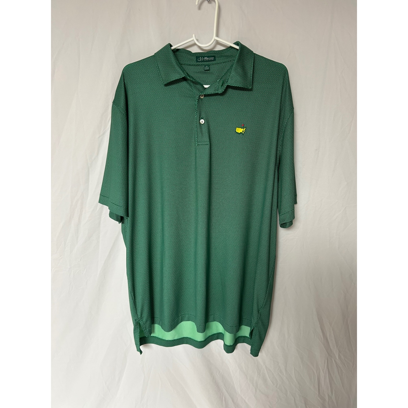 Masters Peter Millar Mens Green Geometric Golf Polo Shirt Xl Tournament Logo